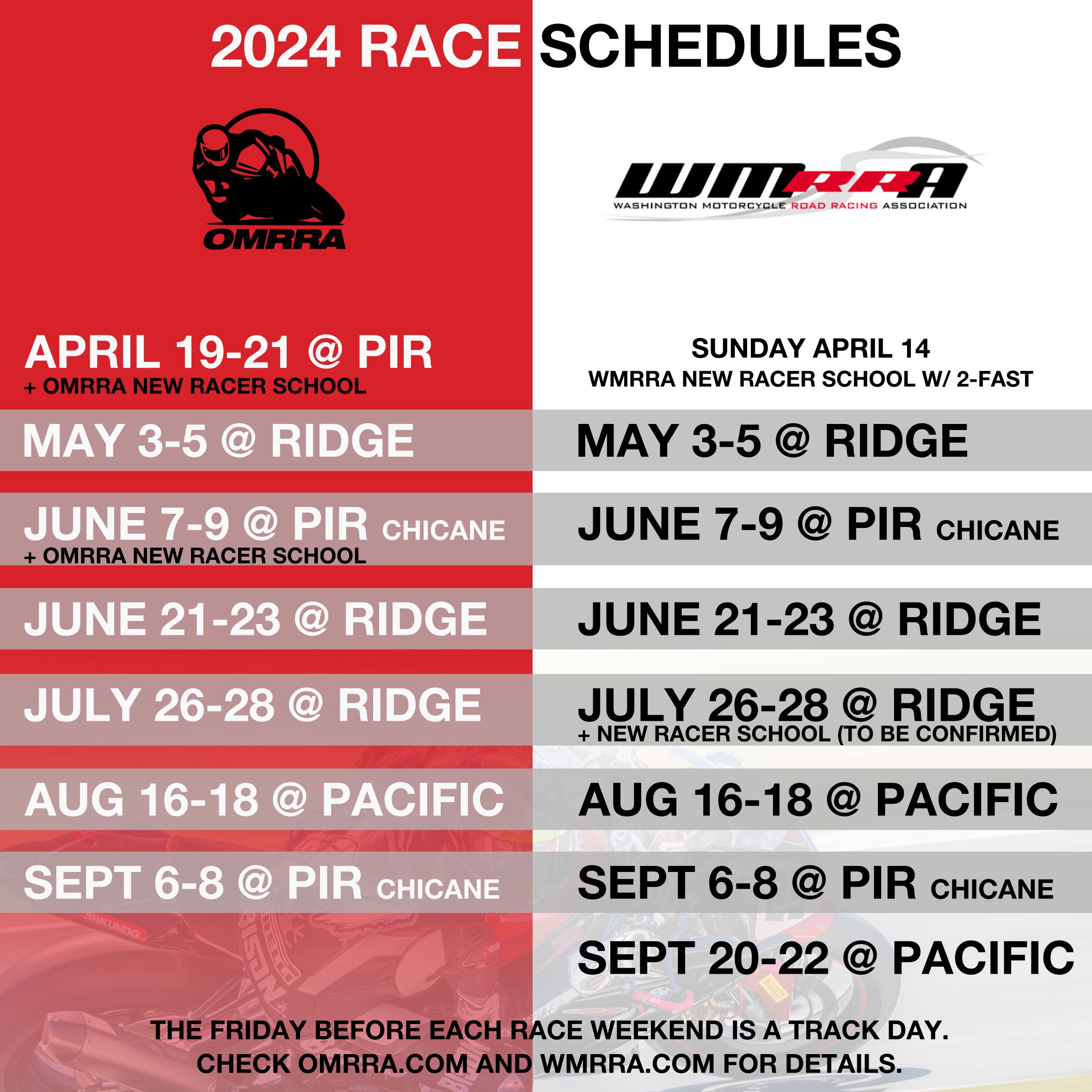 2024 Race Schedule OMRRA